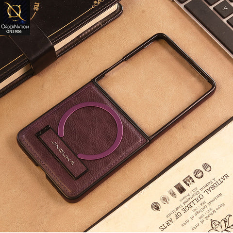 Samsung Galaxy Z Flip 8 Cover -Purple -  JINDUKA - New High Grade Quality Leather Textured Case with Magnetic and Kickstand