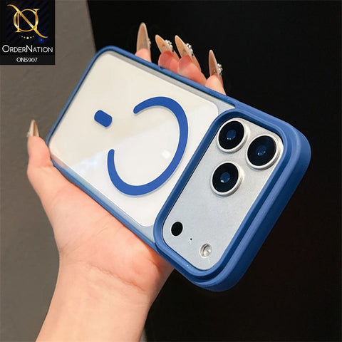 iPhone 17 Pro Cover - Dark Blue - New Premium High Grade Quality Soft Tpu Side Bordered Clear Case With Magsafe