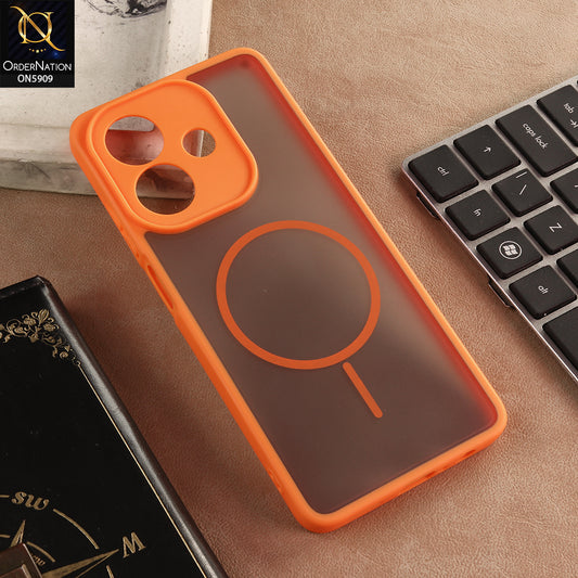 Oppo A3x 5G Cover - Orange - New Fine Premium Soft TPU Side Bordered Semi Transparent Case