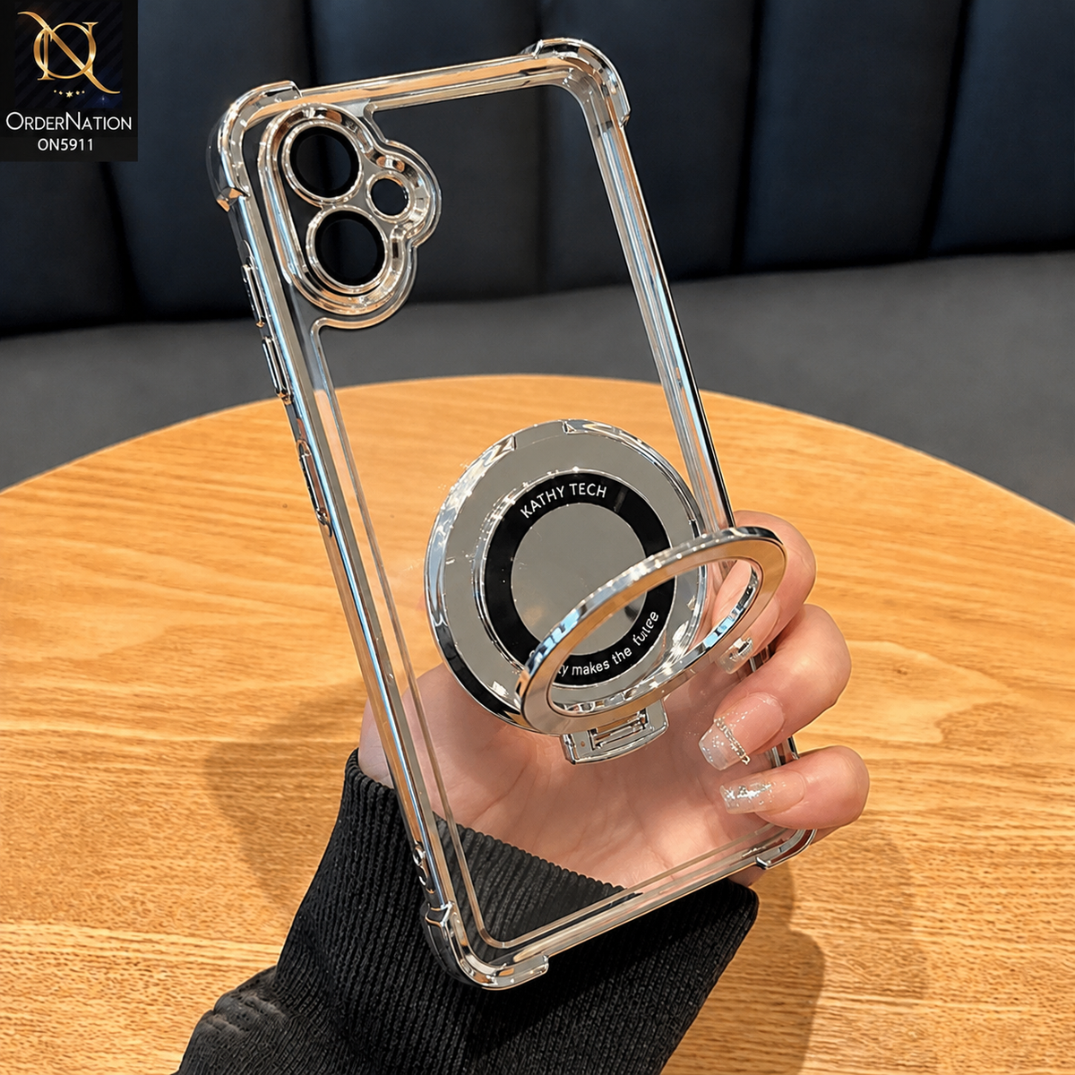 Samsung Galaxy A05 Cover - Silver - New Premnium Quality Clear Electroplated Stand Protective Case