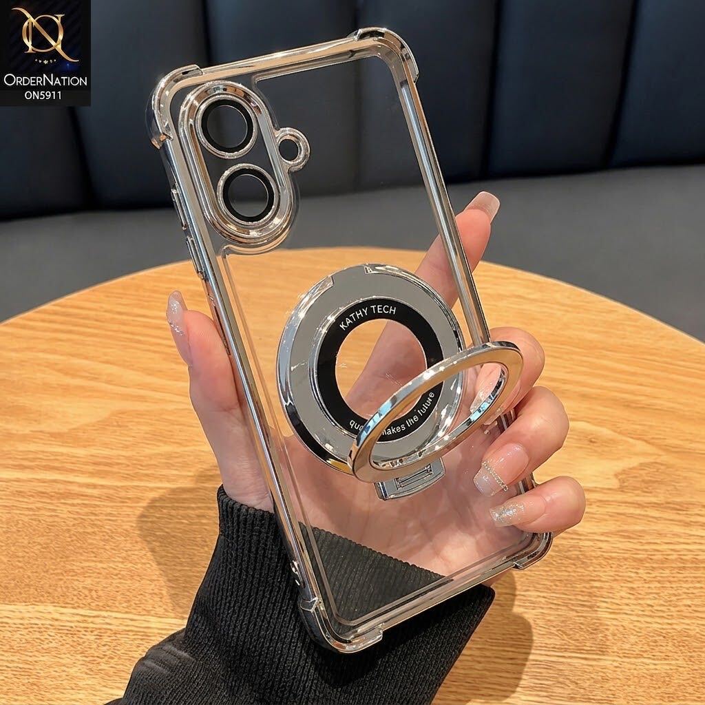 Samsung Galaxy A07 4G Cover - Silver - New Premnium Quality Clear Electroplated Stand Protective Case