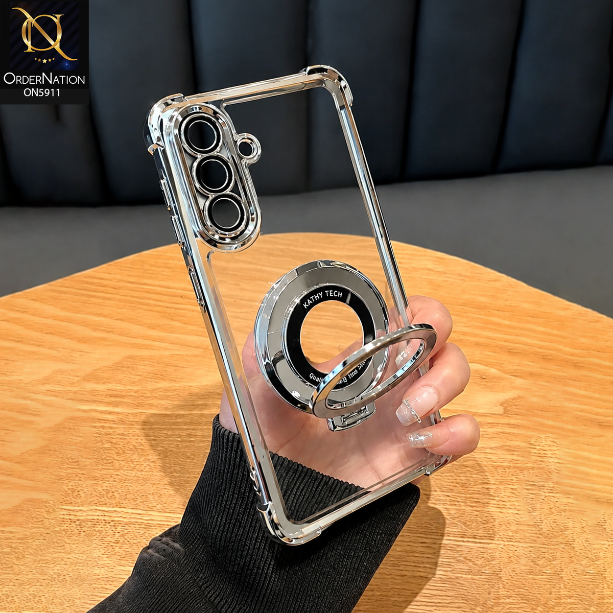 Samsung Galaxy A16 5G Cover - Silver - New Premnium Quality Clear Electroplated Stand Protective Case