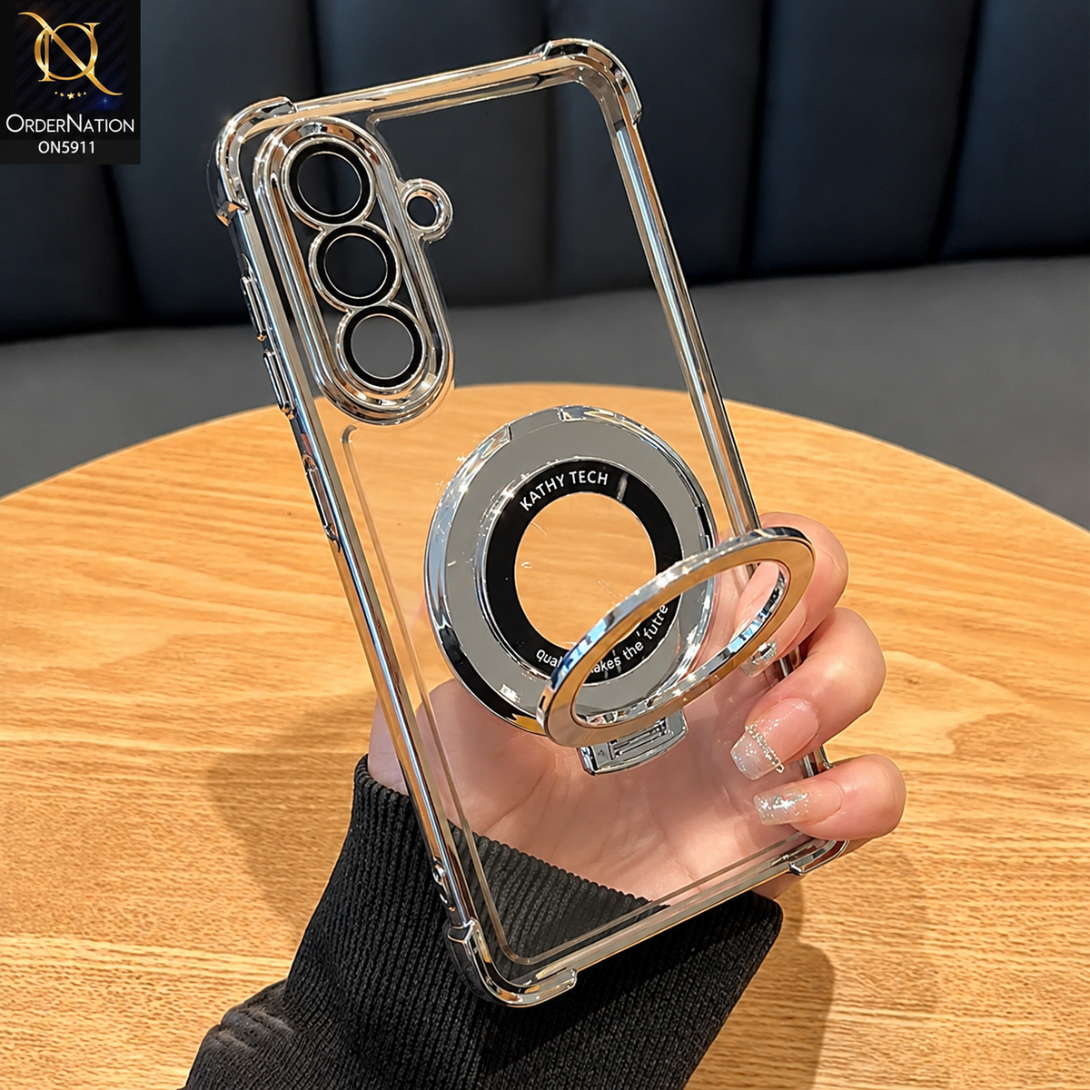 Samsung Galaxy S25 FE Cover - Silver - New Premnium Quality Clear Electroplated Stand Protective Case