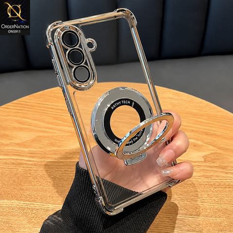 Samsung Galaxy S25 FE Cover - Silver - New Premnium Quality Clear Electroplated Stand Protective Case