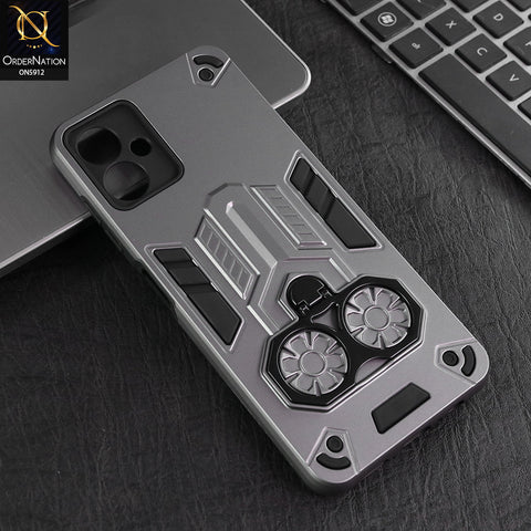 Samsung Galaxy A06 Cover - Gary -  New Dual PC + TPU Hybrid Style Protective Soft Border Case With Double Ring Kickstand Holder