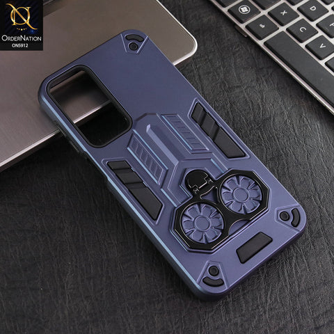 Samsung Galaxy A16 5G Cover - Blue -  New Dual PC + TPU Hybrid Style Protective Soft Border Case With Double Ring Kickstand Holder