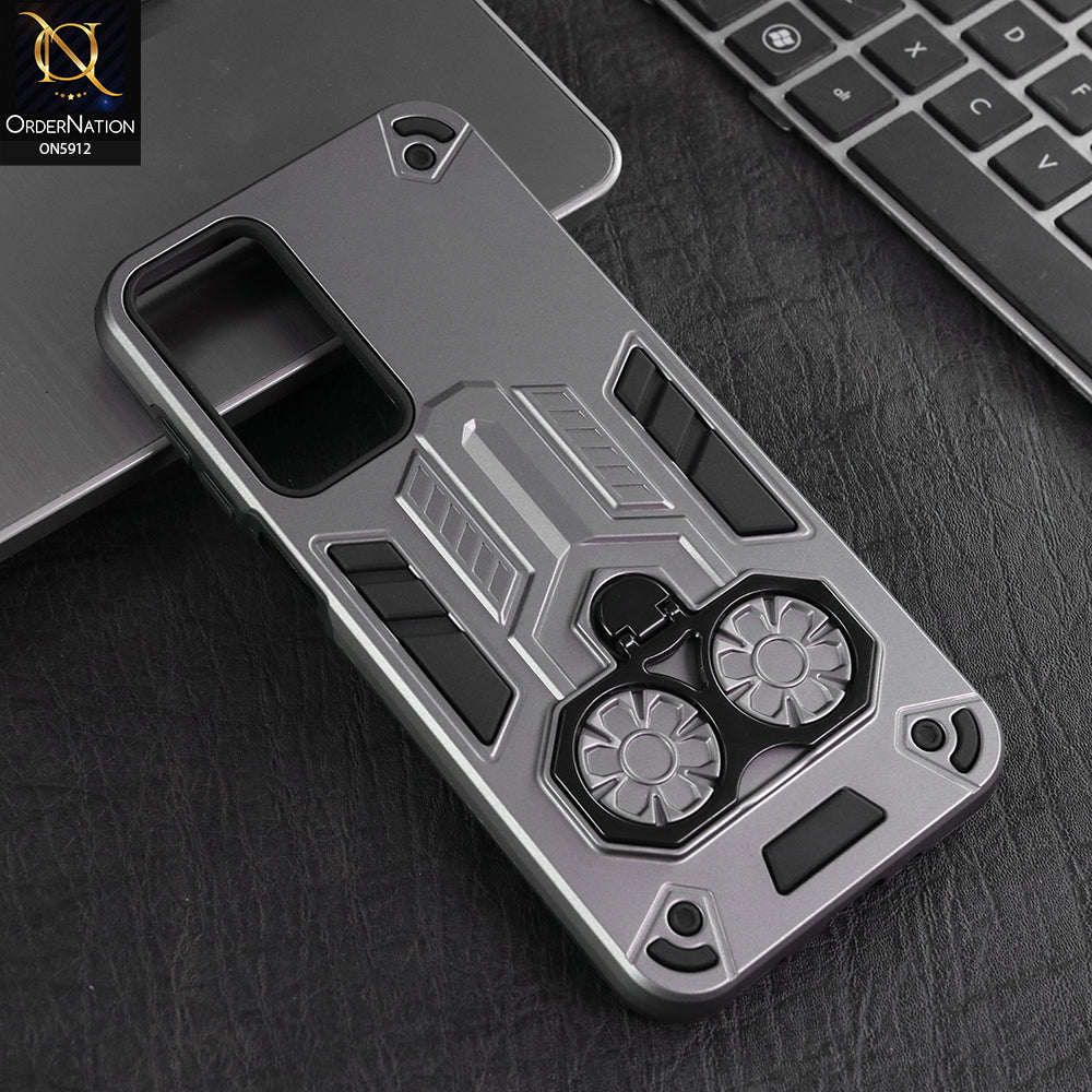 Samsung Galaxy A16 5G Cover - Gary -  New Dual PC + TPU Hybrid Style Protective Soft Border Case With Double Ring Kickstand Holder