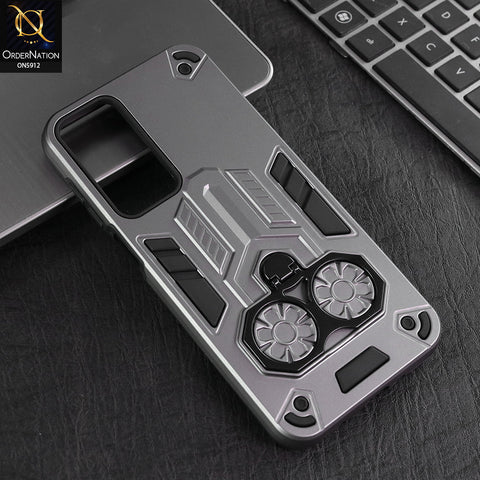 Samsung Galaxy A16 5G Cover - Gary -  New Dual PC + TPU Hybrid Style Protective Soft Border Case With Double Ring Kickstand Holder