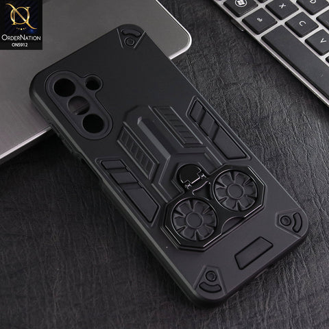 Samsung Galaxy A17 Cover - Black -  New Dual PC + TPU Hybrid Style Protective Soft Border Case With Double Ring Kickstand Holder