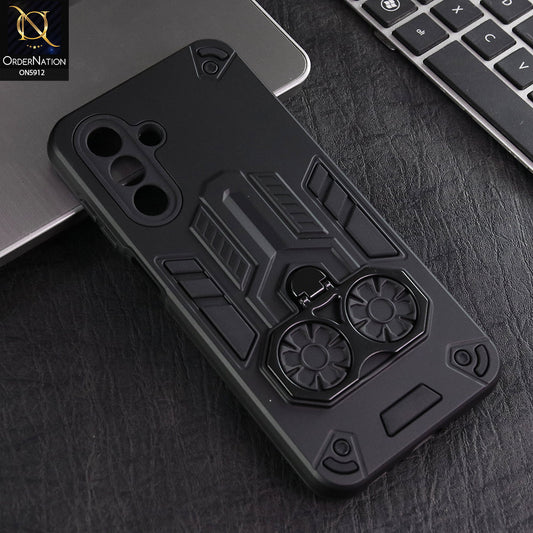 Samsung Galaxy A26 Cover - Black -  New Dual PC + TPU Hybrid Style Protective Soft Border Case With Double Ring Kickstand Holder