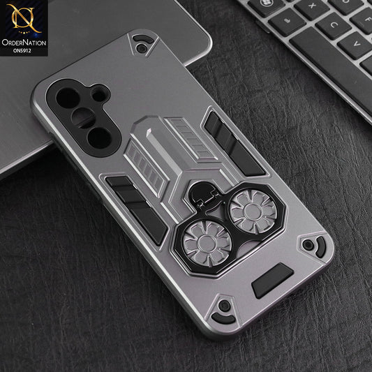 Samsung Galaxy A56 Cover - Gary -  New Dual PC + TPU Hybrid Style Protective Soft Border Case With Double Ring Kickstand Holder