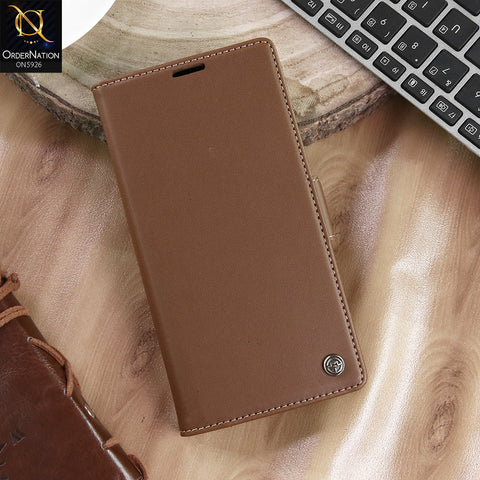 Xiaomi Redmi Note 14 Pro 5G Cover - Brown -  CaseMe Premium High Quality Wallet Magnetic Suede Leather Case