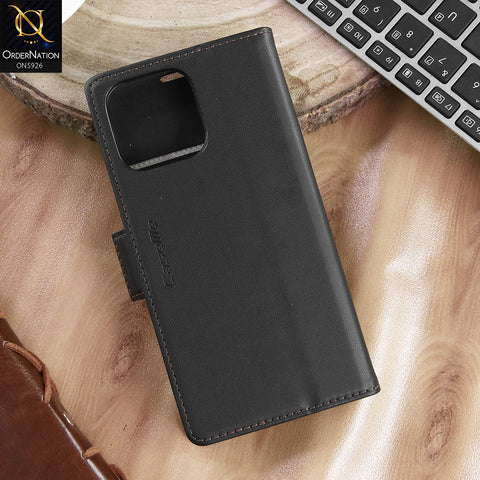 iPhone 14 Pro Max Cover - Black -  CaseMe Premium High Quality Wallet Magnetic Suede Leather Case