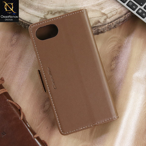 iPhone 16e Cover - Brown -  CaseMe Premium High Quality Wallet Magnetic Suede Leather Case