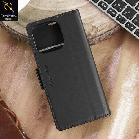 iPhone 16 Pro Cover - Black -  CaseMe Premium High Quality Wallet Magnetic Suede Leather Case
