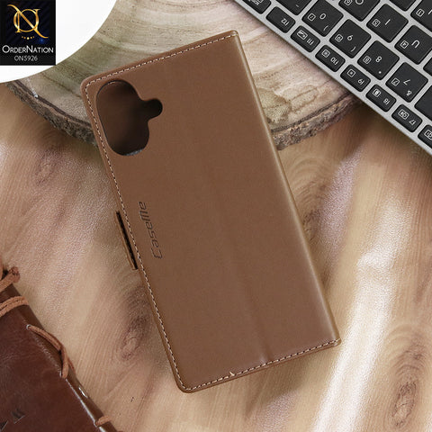 iPhone 16 Plus Cover - Brown -  CaseMe Premium High Quality Wallet Magnetic Suede Leather Case