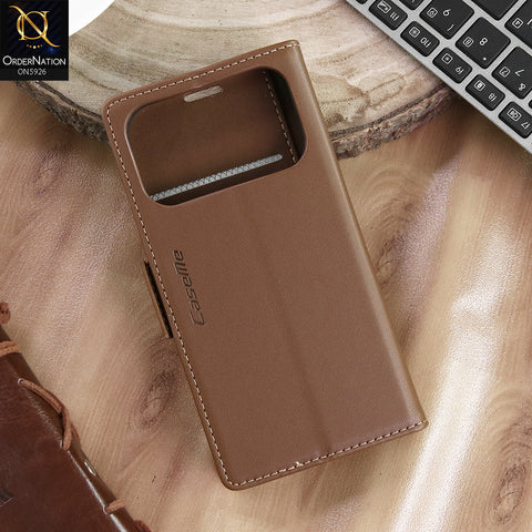 iPhone 17 Pro Cover - Brown -  CaseMe Premium High Quality Wallet Magnetic Suede Leather Case