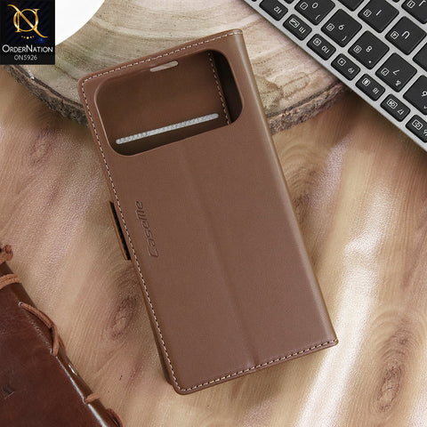 iPhone 17 Pro Max Cover - Brown -  CaseMe Premium High Quality Wallet Magnetic Suede Leather Case