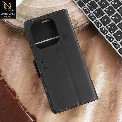 Xiaomi Redmi Note 14 4G Cover - Black -  CaseMe Premium High Quality Wallet Magnetic Suede Leather Case