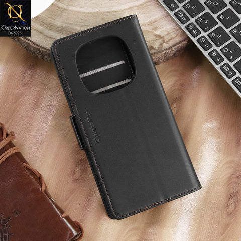 Xiaomi Redmi Note 14 Pro 4G Cover - Black -  CaseMe Premium High Quality Wallet Magnetic Suede Leather Case