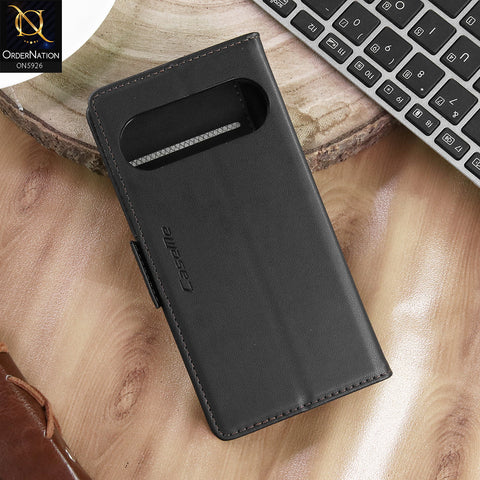 Google Pixel 10 Pro Cover - Black -  CaseMe Premium High Quality Wallet Magnetic Suede Leather Case