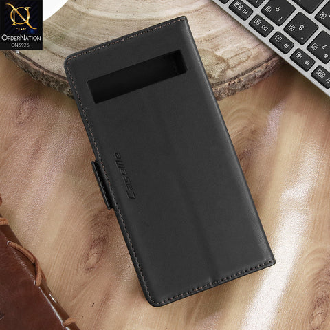 Google Pixel 7a Cover - Black -  CaseMe Premium High Quality Wallet Magnetic Suede Leather Case