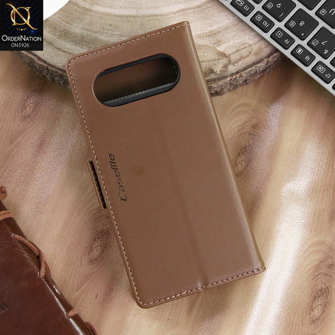 Google Pixel 8 Cover - Brown -  CaseMe Premium High Quality Wallet Magnetic Suede Leather Case