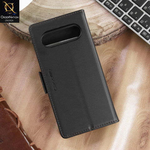 Google Pixel 8a Cover - Black -  CaseMe Premium High Quality Wallet Magnetic Suede Leather Case