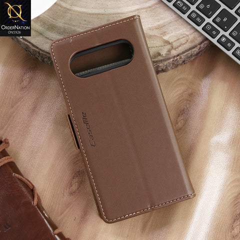 Google Pixel 8a Cover - Brown -  CaseMe Premium High Quality Wallet Magnetic Suede Leather Case