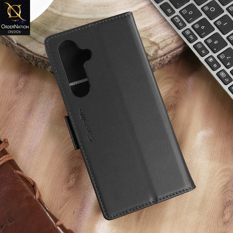 Samsung Galaxy S24 FE Cover - Black -  CaseMe Premium High Quality Wallet Magnetic Suede Leather Case