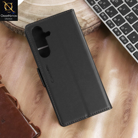 Samsung Galaxy S25 FE Cover - Black -  CaseMe Premium High Quality Wallet Magnetic Suede Leather Case