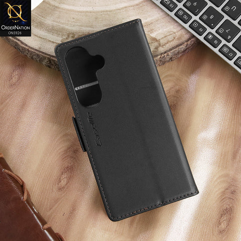 Samsung Galaxy S25 Ultra Cover - Black -  CaseMe Premium High Quality Wallet Magnetic Suede Leather Case