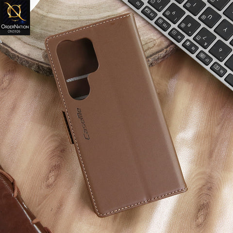 Samsung Galaxy S26 Cover - Brown -  CaseMe Premium High Quality Wallet Magnetic Suede Leather Case