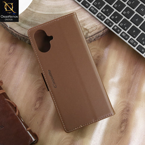 Samsung Galaxy F07 Cover - Brown -  CaseMe Premium High Quality Wallet Magnetic Suede Leather Case