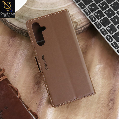 Samsung Galaxy A15 4G Cover - Brown -  CaseMe Premium High Quality Wallet Magnetic Suede Leather Case
