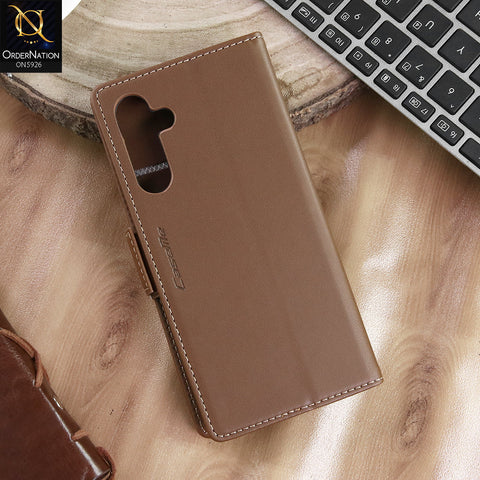 Samsung Galaxy A25 5G Cover - Brown -  CaseMe Premium High Quality Wallet Magnetic Suede Leather Case