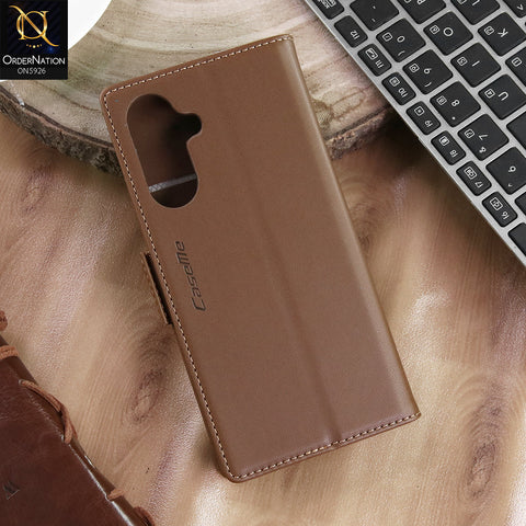 Samsung Galaxy A17 Cover - Brown -  CaseMe Premium High Quality Wallet Magnetic Suede Leather Case