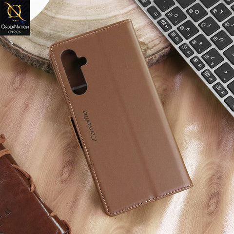 Samsung Galaxy A34 5G Cover - Brown -  CaseMe Premium High Quality Wallet Magnetic Suede Leather Case