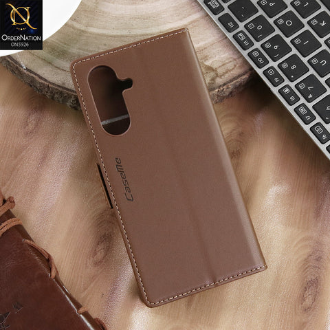 Samsung Galaxy A56 Cover - Brown -  CaseMe Premium High Quality Wallet Magnetic Suede Leather Case