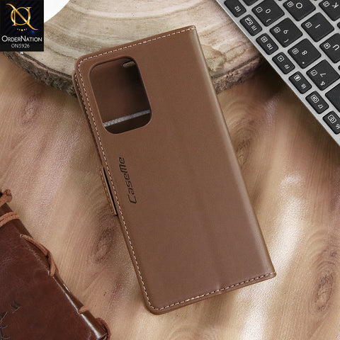 Samsung Galaxy A52s 5G Cover - Brown -  CaseMe Premium High Quality Wallet Magnetic Suede Leather Case
