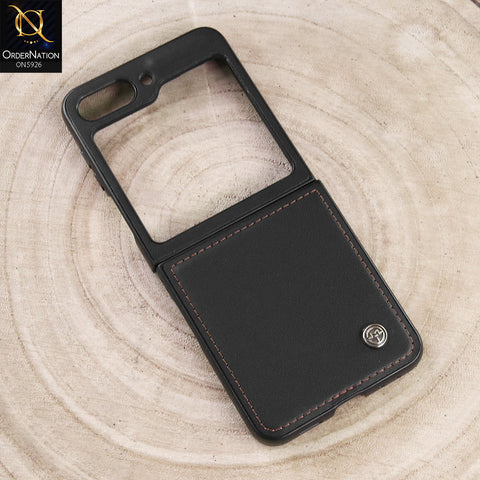 Samsung Galaxy Z Flip 5 5G Cover - Black -  CaseMe Premium High Quality Wallet Magnetic Suede Leather Case