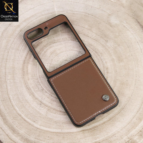 Samsung Galaxy Z Flip 5 5G Cover - Brown -  CaseMe Premium High Quality Wallet Magnetic Suede Leather Case