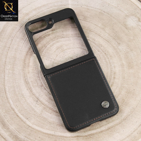 Samsung Galaxy Z Flip 6 Cover - Black -  CaseMe Premium High Quality Wallet Magnetic Suede Leather Case