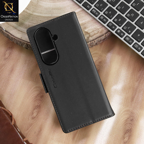 Samsung Galaxy Z Fold 7 Cover - Black -  CaseMe Premium High Quality Wallet Magnetic Suede Leather Case