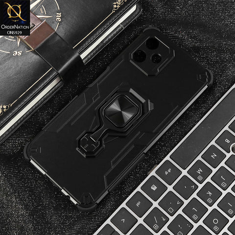 Samsung Galaxy A06 Cover - Black - New High Grade Quality Armor Case With Metal Ring And KickStand