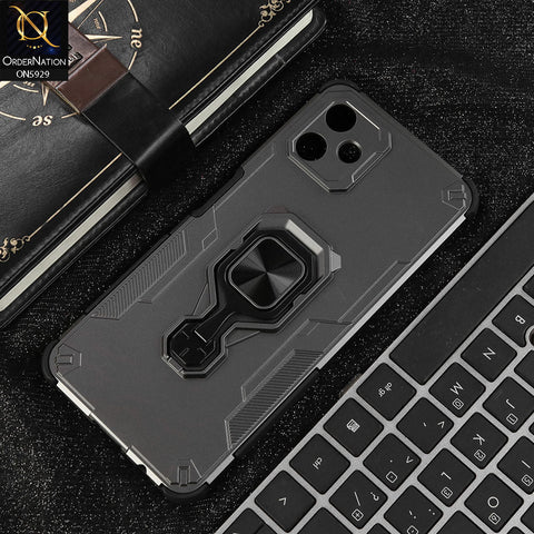 Samsung Galaxy A06 Cover - Gray - New High Grade Quality Armor Case With Metal Ring And KickStand