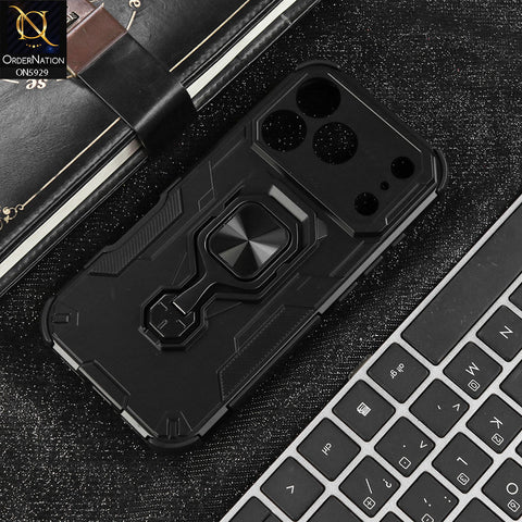iPhone 17 Pro Cover - Black - New High Grade Quality Armor Case With Metal Ring And KickStand