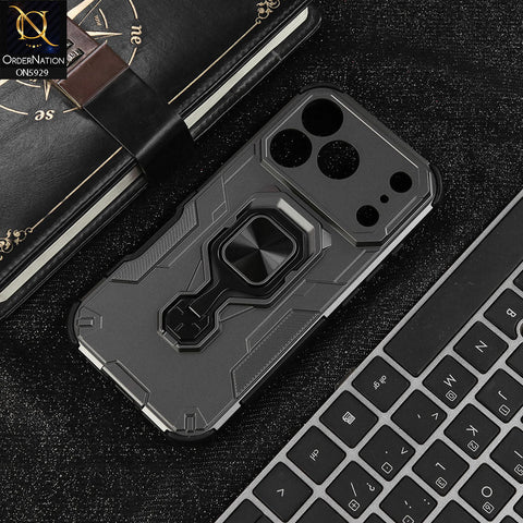 iPhone 17 Pro Cover - Gray - New High Grade Quality Armor Case With Metal Ring And KickStand