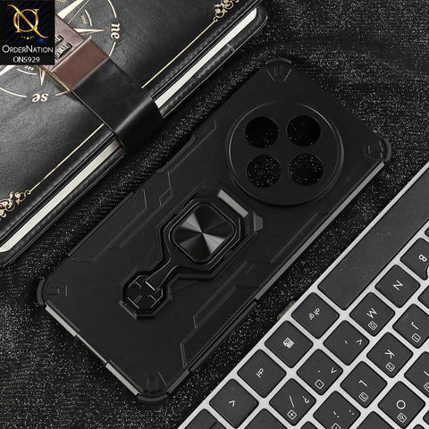 Xiaomi Redmi 14R Cover - Black - New High Grade Quality Armor Case With Metal Ring And KickStand