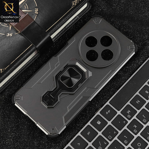 Xiaomi Redmi 14R Cover - Gray - New High Grade Quality Armor Case With Metal Ring And KickStand